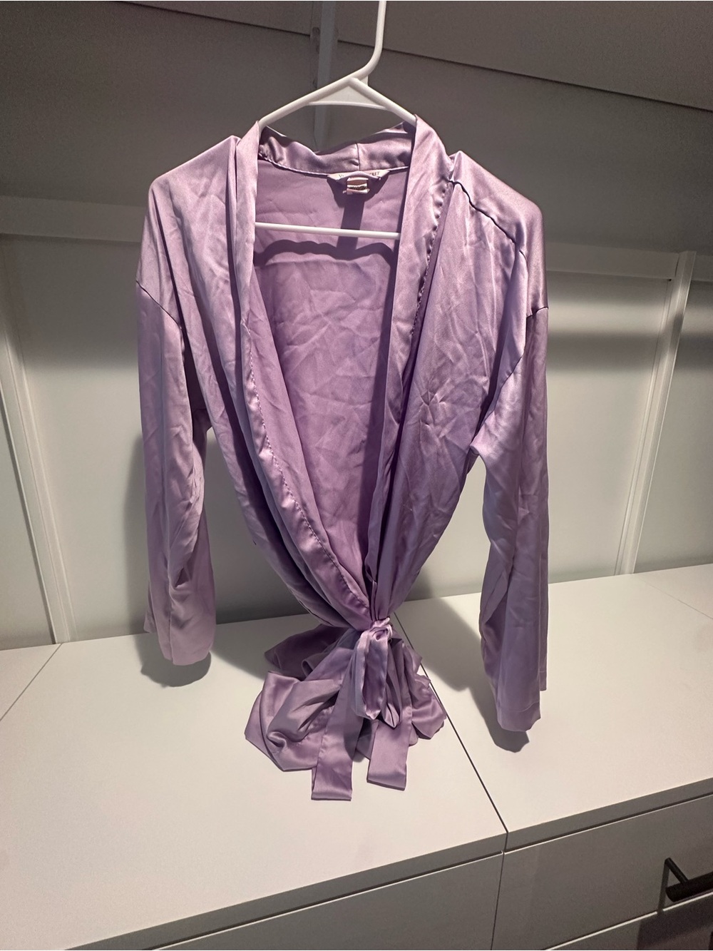 Victoria's Secret Lavender Satin Tie-Waist Robe